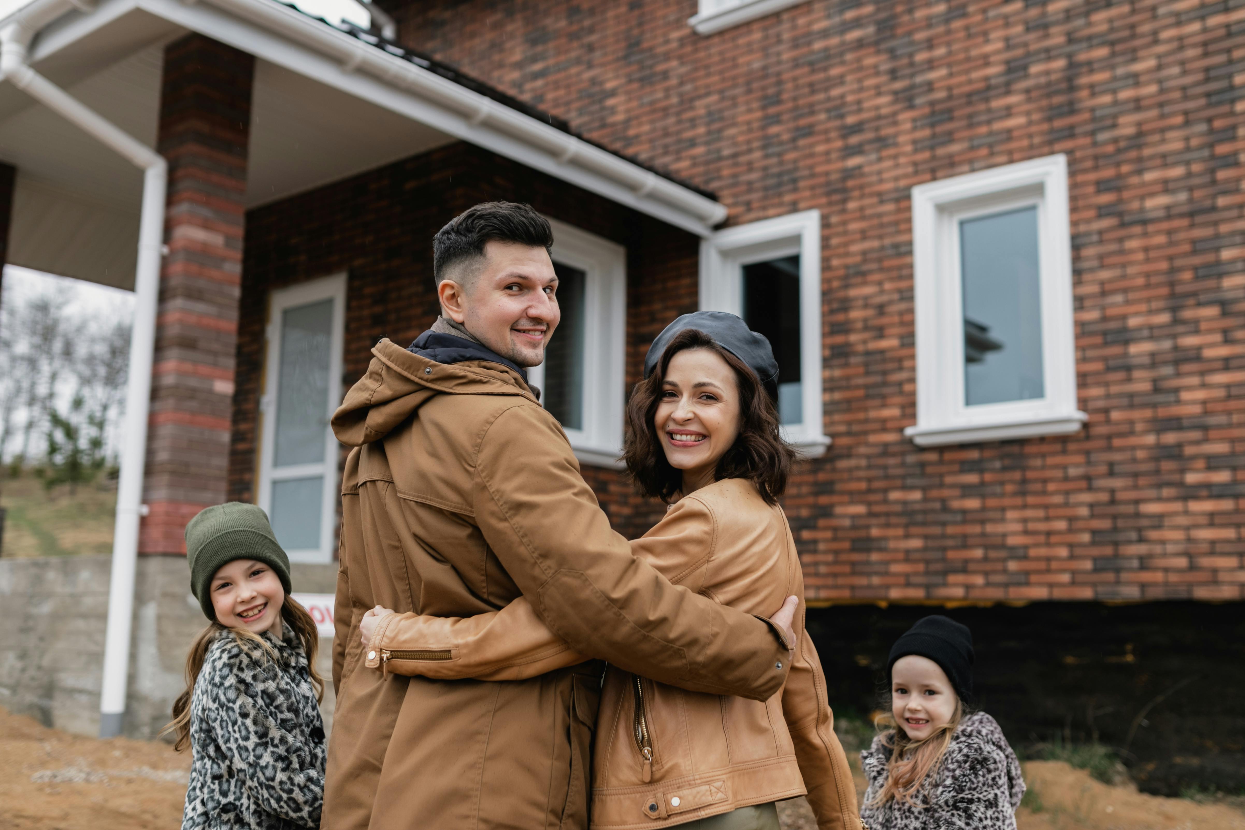 Family looking at a home